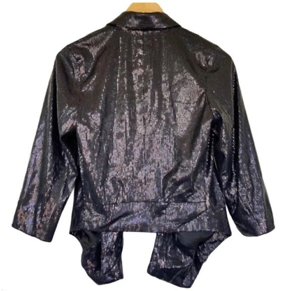 3/$15 Costa Blanca Black Sequin Open Front Blazer S - Picture 2 of 8